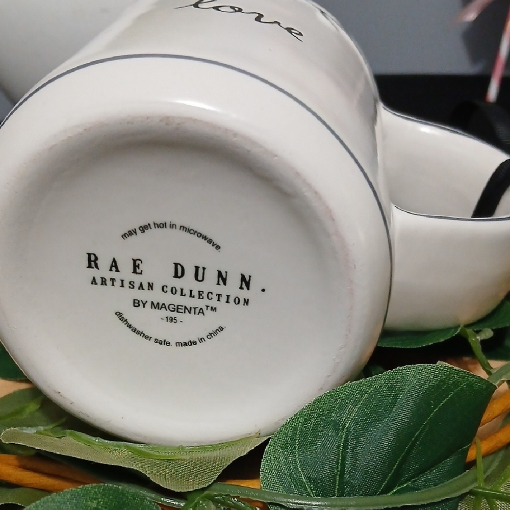 Rae Dunn White Mug with Black Script and Scroll Accents NWT - Picture 6 of 8